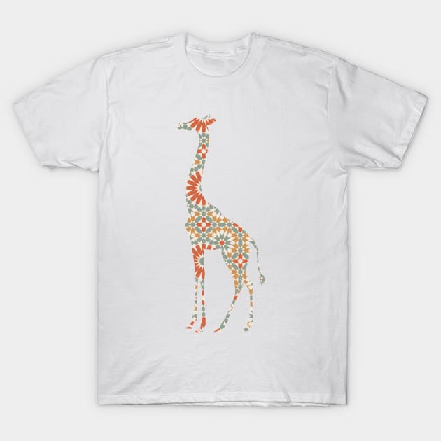 Giraffe Silhouette with Pattern T-Shirt by deificusArt